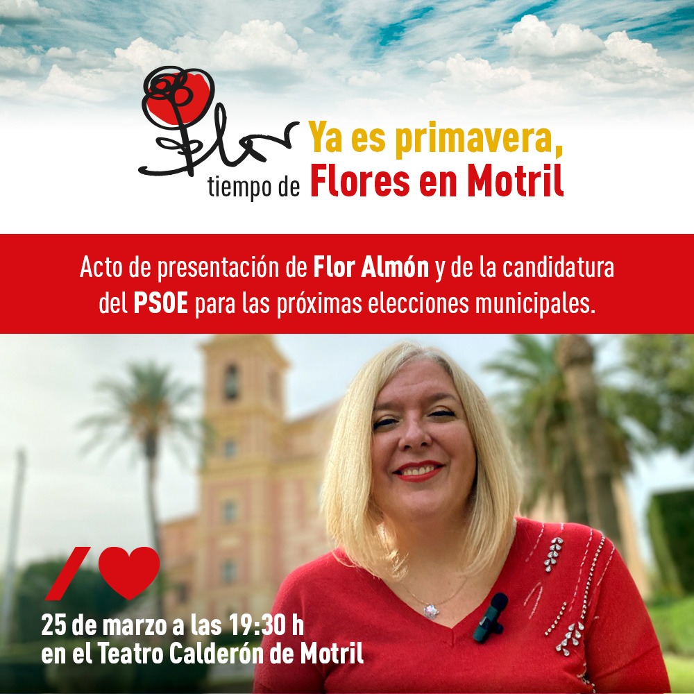 Flor Almón invita a los motrileños a la presentación de la candidatura del PSOE a la alcaldía de Motril